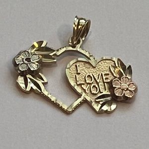 14K Gold I love you Pendant